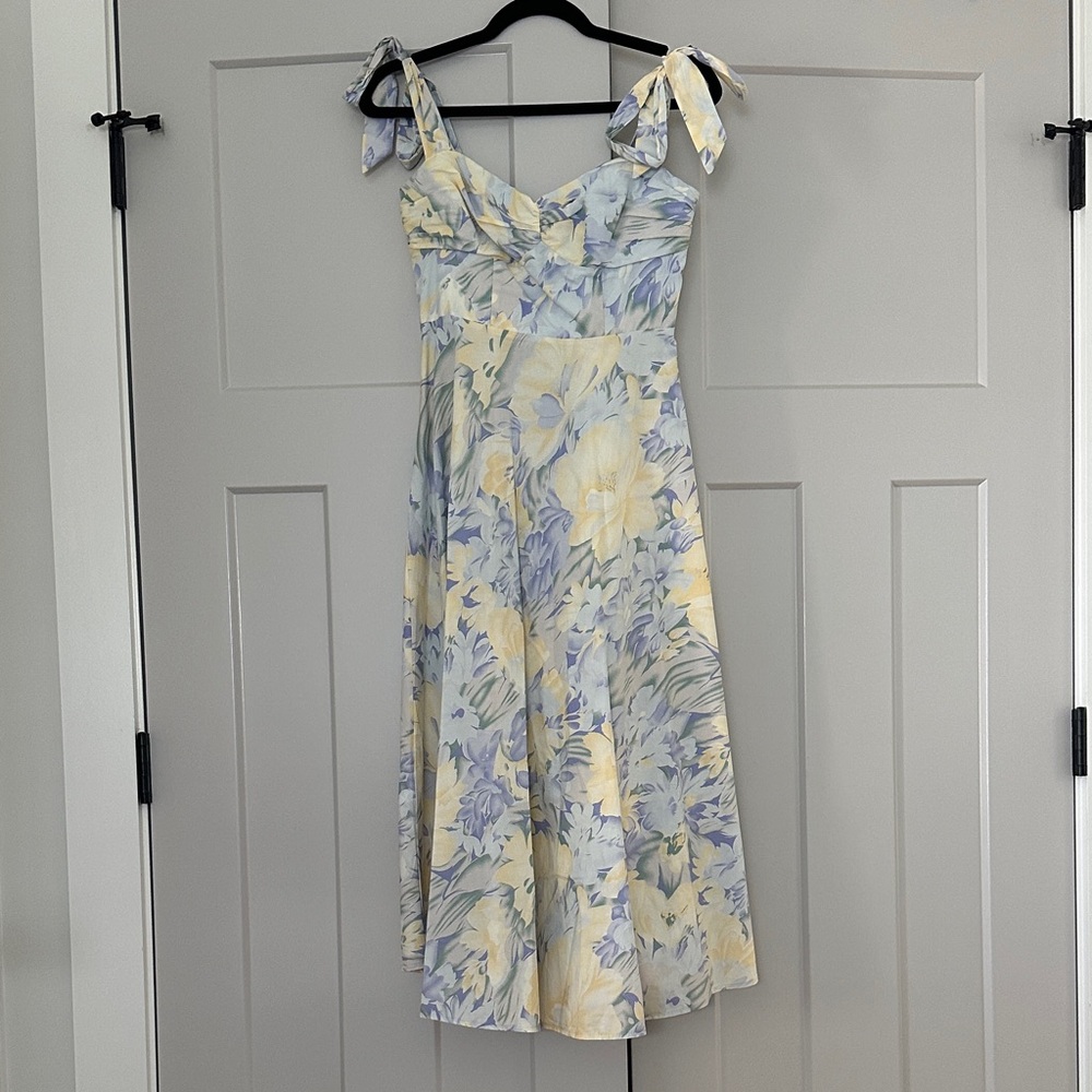 Hello Molly Floral Midi Dress - Blue and Yellow